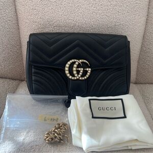 Gucci Black Marmont Pearl Bag